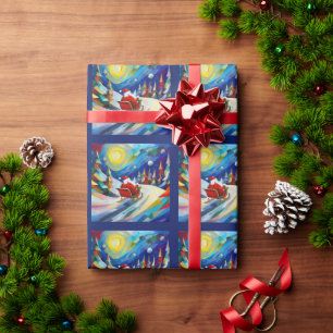Kubismus Weihnachten Santa Ferien Geschenkpapier