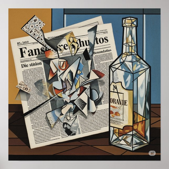 Kubistin Stilllebenskunst Poster (Vorne)