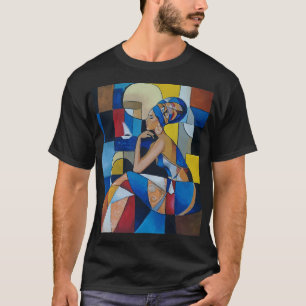 Kubistische Afrikanische Frau Dunkles T-Shirt   Kü