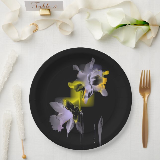 kubistische Daffodien. Pappteller (Hochzeit)