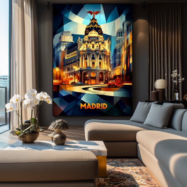 Kubistische Eleganz Madrids, moderne geometrische  Poster (Von Creator hochgeladen)
