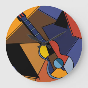 kubistische Gitarren Surrealismus Malerei. Große Wanduhr