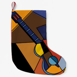 kubistische Gitarren Surrealismus Malerei. Kleiner Weihnachtsstrumpf