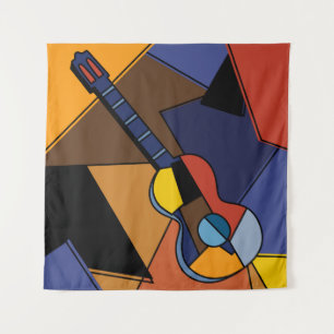 kubistische Gitarren Surrealismus Malerei. Wandteppich