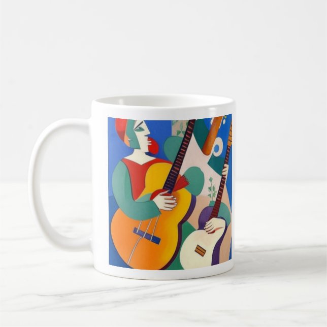 Kubistische Gitarren und Gitarrist Tasse (Links)