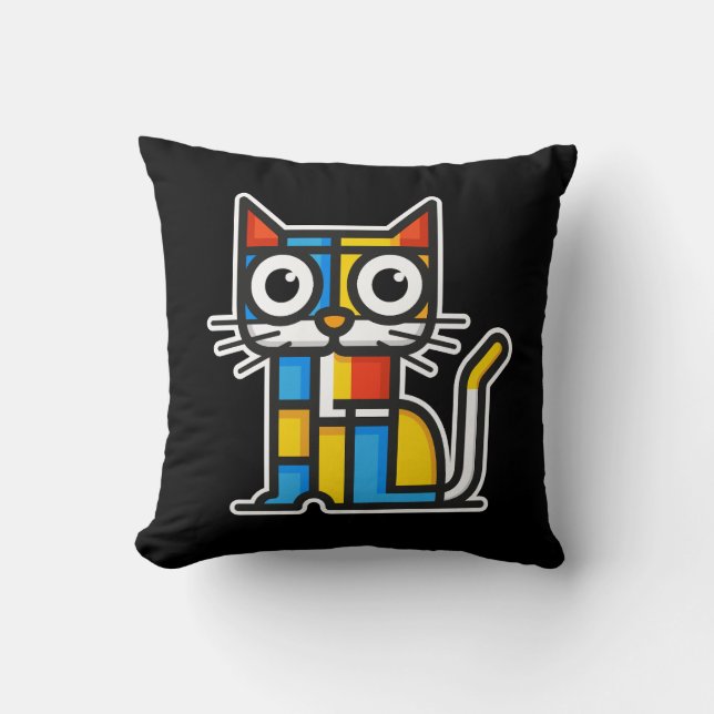 Kubistische Illustratie van een vrolijke kat Kissen (Vorderseite)