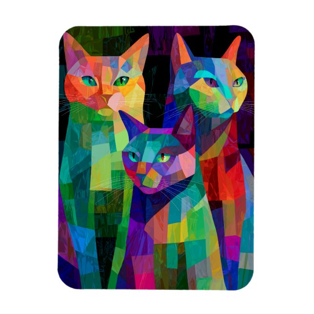Kubistische Katzenwächter Magnet (Vertikal)