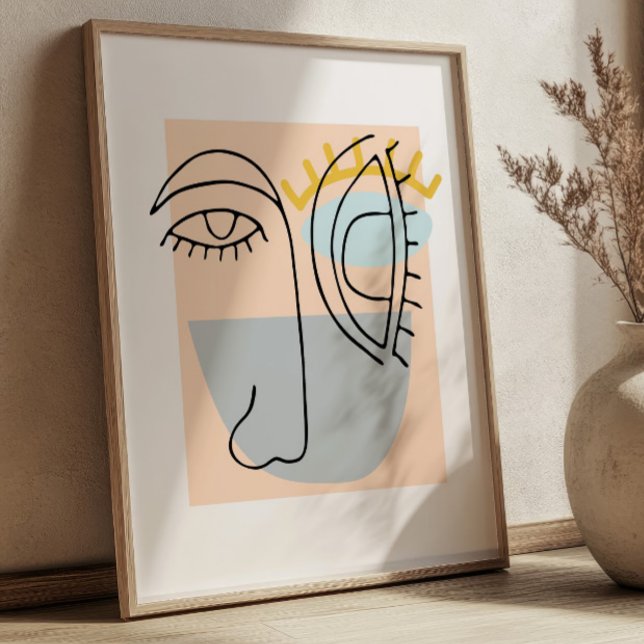 Kubistische Linienkunst-Gesichtsdarstellung Minima Poster (Von Creator hochgeladen)