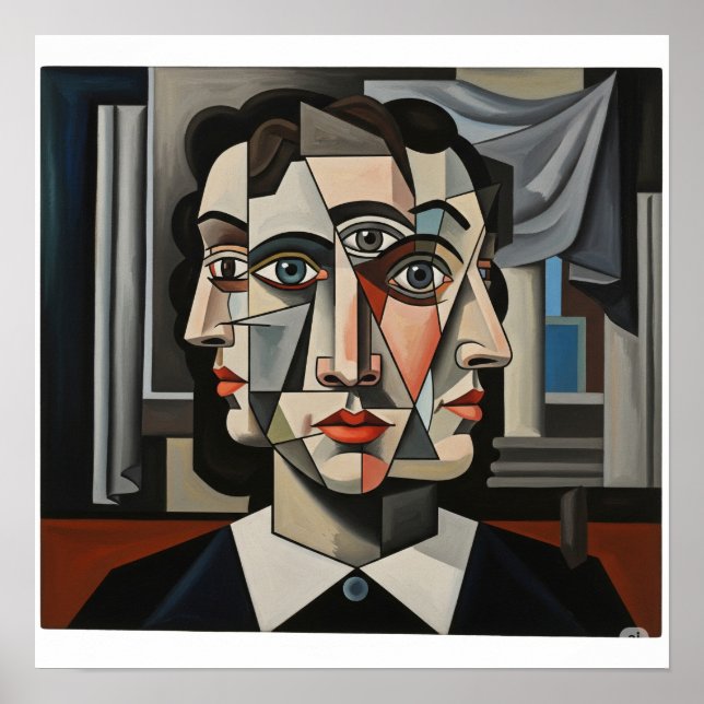 kubistische Portraitkunst Poster (Vorne)