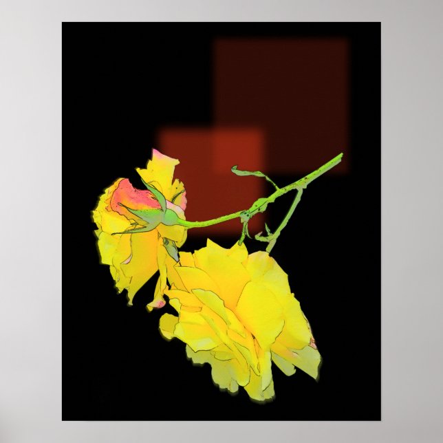 Kubistische Rose Poster (Vorne)