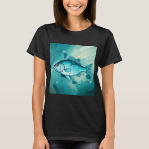 Kubistischer Türkisfisch Fragmentierung T-Shirt