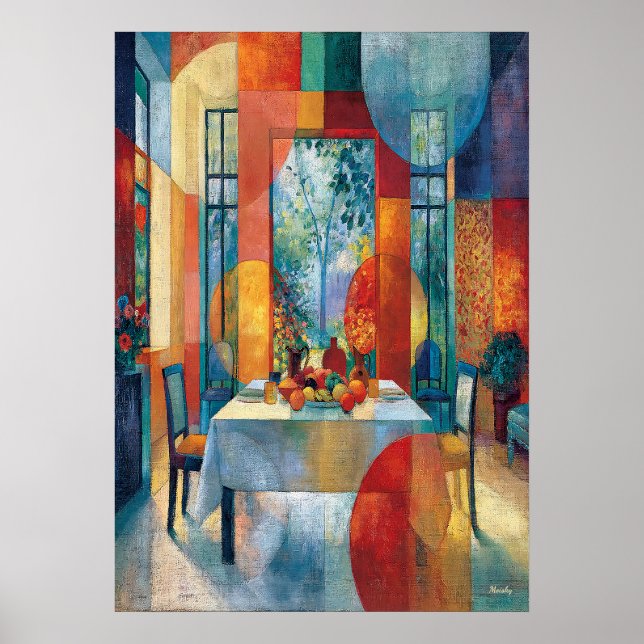 Kubistisches Esszimmer-Innere Poster (Vorne)
