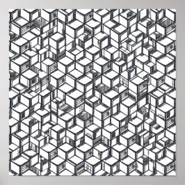 Kubistisches geometrisches Hypercube-Dekorationsvo Poster