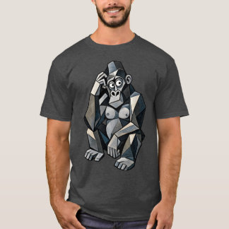 Kubistisches Gorilla-Abstraktes-Geometrisches-Kuns T-Shirt
