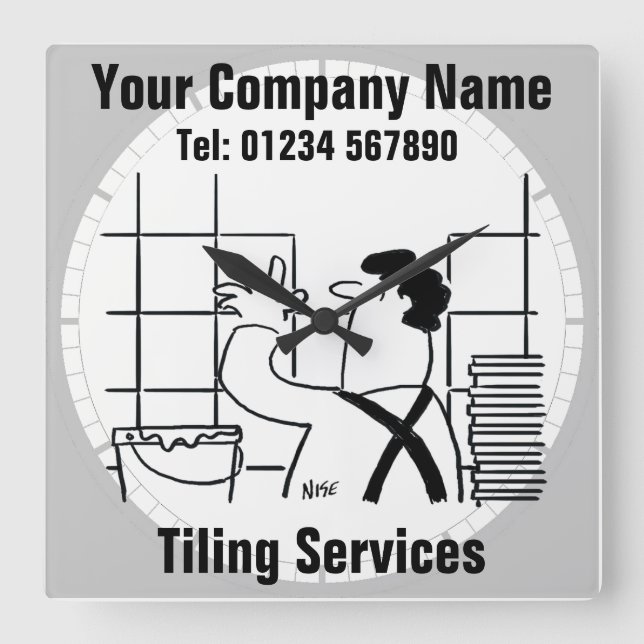 Küche & Badezimmer Tilerwand oder Bodenfliesen Quadratische Wanduhr (Vorderseite)