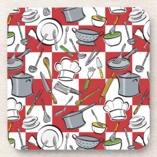 Küche bearbeitet Karo Getränkeuntersetzer