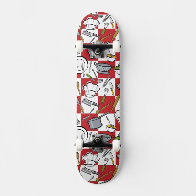 Küche bearbeitet Karo Skateboard (Vorderseite)
