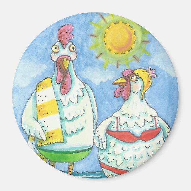 KÜCHE DES MEERES, FUNNY CARTOON MAGNET Round (Vorne)