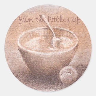 KÜCHE ETIKETT CHARCOAL ILLUSTRATION RUNDER AUFKLEBER