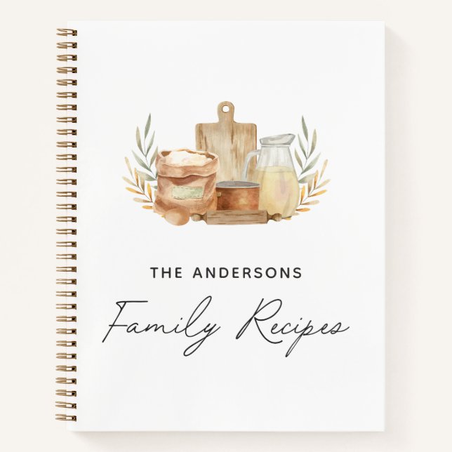 Küche Geschirr Lebensmittel Wasserfarben Rezept Bu Notizbuch (Vorderseite)