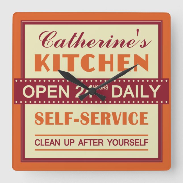 Küche - individueller Name - Wanduhr (Vorderseite)