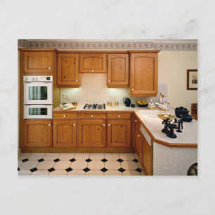 Küche Interieur mit Frühstück Bar und Backofen Postkarte