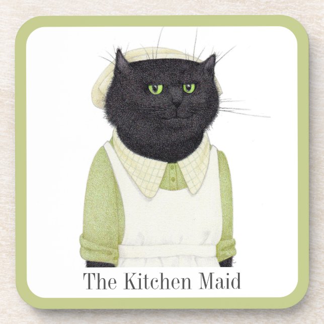 KÜCHE MAID CAT-Untersetzer aus Kunststoff + Text Getränkeuntersetzer (Vorderseite)