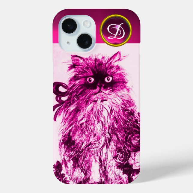 KÜCHE MIT FUCHSIA-PINKROSEN KronenMonogramm Case-Mate iPhone Hülle (Rückseite)