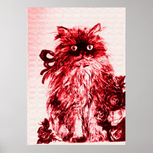 KÜCHE MIT ROSE, rot und weiß Poster