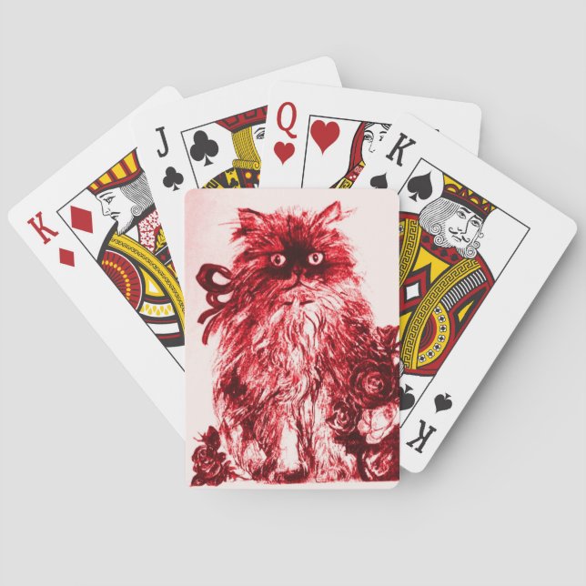 KÜCHE MIT ROSE, rot-weiß Spielkarten (Rückseite)