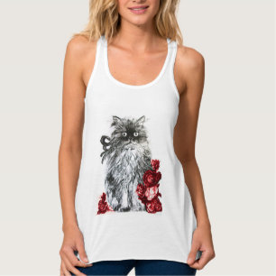 KÜCHE MIT ROTE ROSEN, Schwarzweiß Tank Top