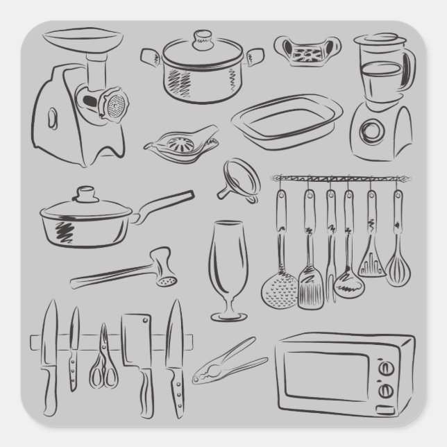 Küche Quadratischer Aufkleber (Vorderseite)