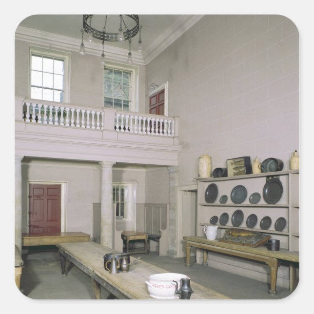 Küche Räume Mitte 18. Jahrhundert Quadratischer Aufkleber (Vorderseite)