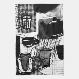 Küche Schwarz-Weiß Geschirrtuch
