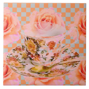 KÜCHE TRAUM-TEE ROSEN & GOLD TEETASSE FLIESE