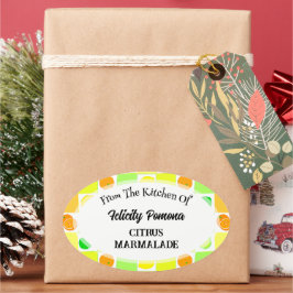 Küche von Lemon, Limon und Orange Citrus Frucht Ovaler Aufkleber