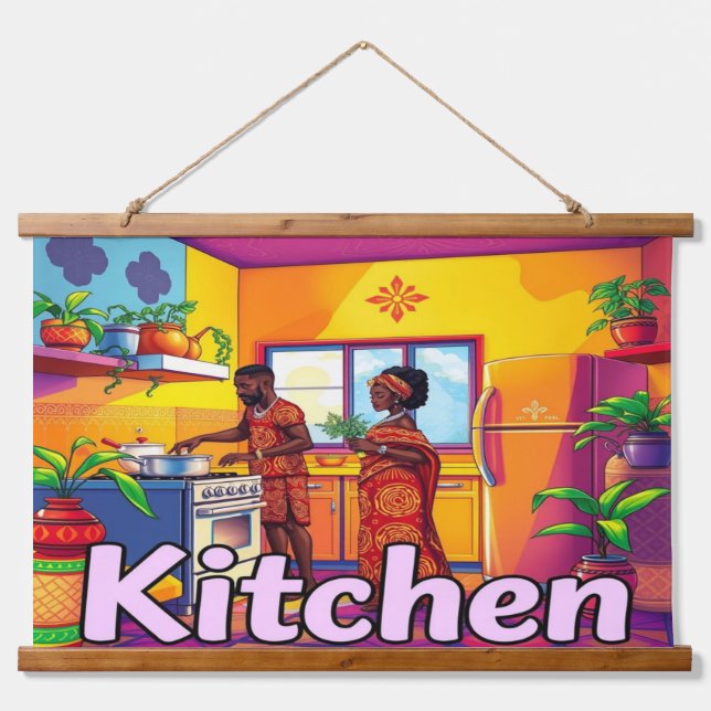 KÜCHE Wandteppich Mit Holzrahmen (Vorne)