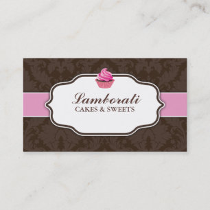 Kuchen-Bäckerei-eleganter Damast-Blumenmuster Visitenkarte