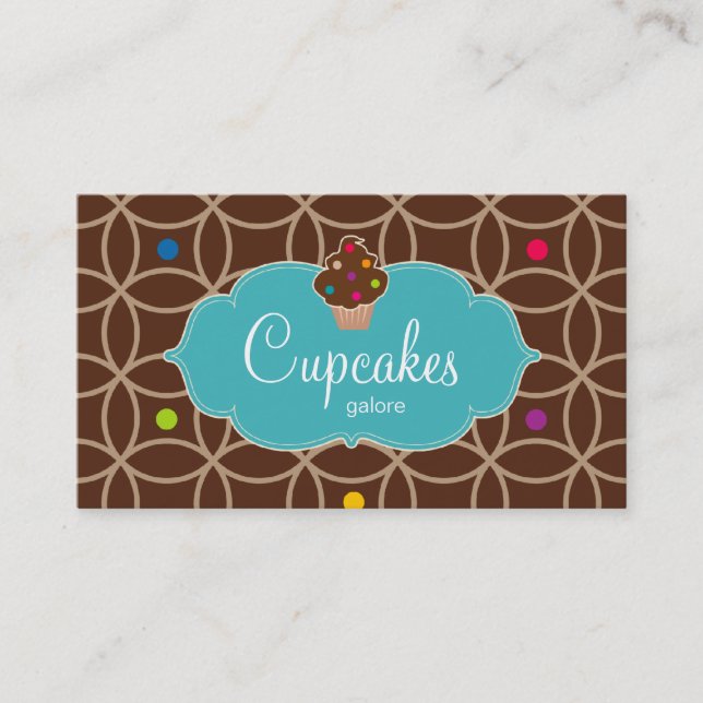 Kuchen-Bäckerei-modernes Punkt-Schokoladen-Blau Visitenkarte (Vorderseite)