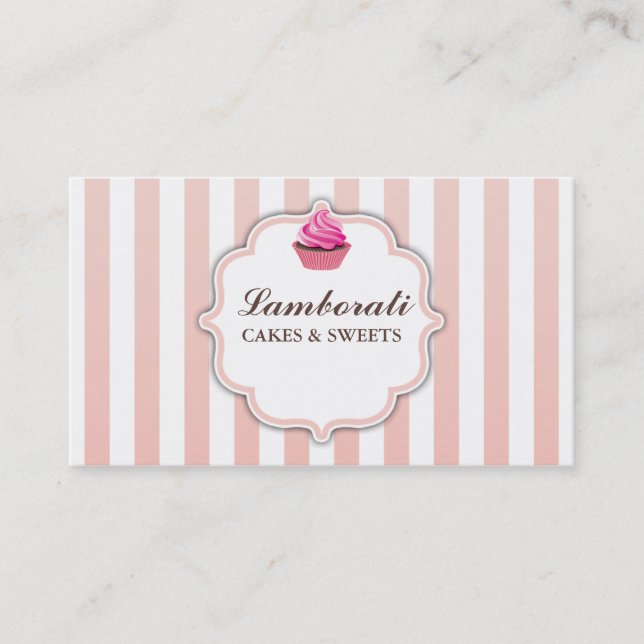 Kuchen-Bäckerei-Rosa-niedliches elegantes modernes Visitenkarte (Vorderseite)