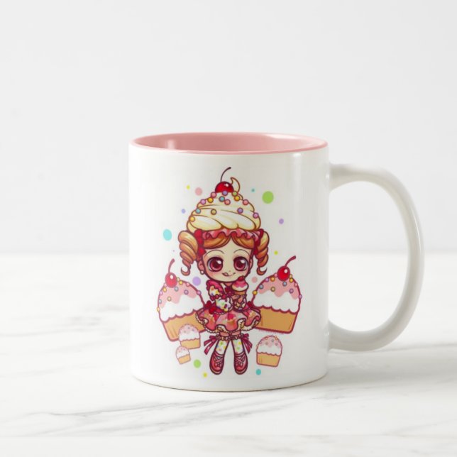 Kuchen-Chan-Tasse Zweifarbige Tasse (Rechts)