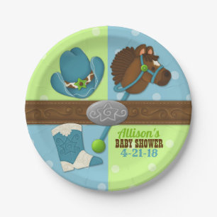 Kuchen-Cowboy-Baby-Dusche 7" Pappteller