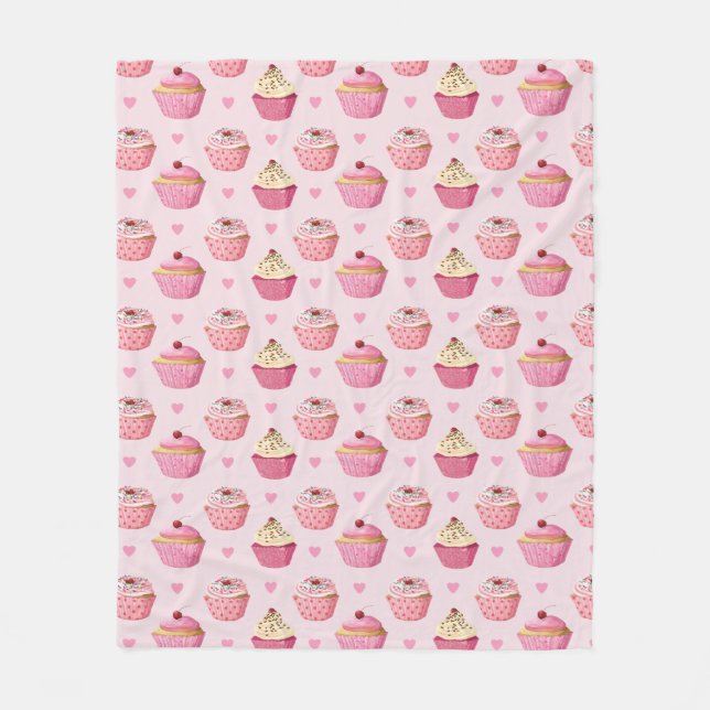 Kuchen-Druck-Rosa-Decke Fleecedecke (Vorderseite)