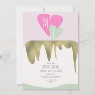 Kuchen falsches Gold monogrammierte Brautparty Einladung