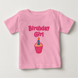 Kuchen-Geburtstags-Mädchen 1 Baby T-shirt
