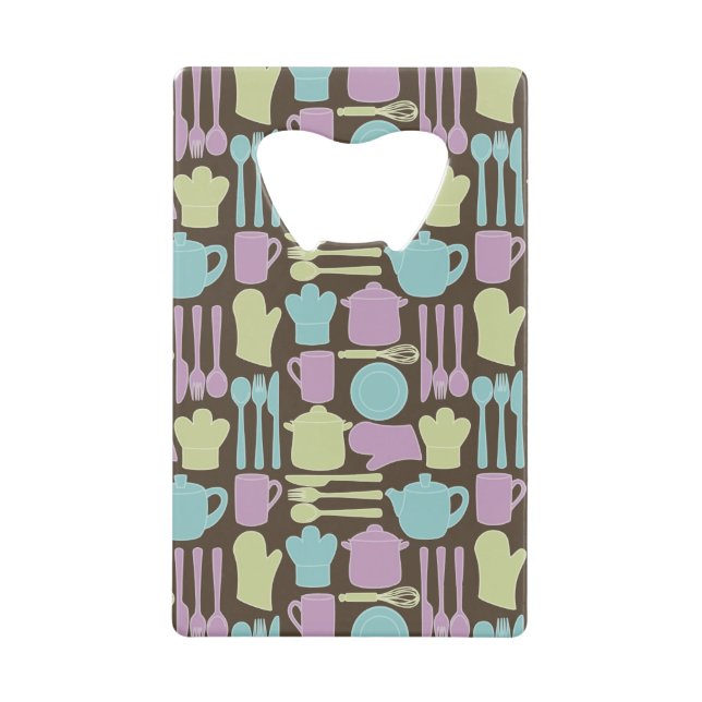 Küchen-Gerät-Muster 2 Kreditkarten Flaschenöffner (Vorderseite)