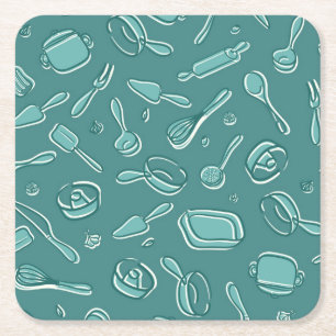 Küchen-Gerät-Muster Rechteckiger Pappuntersetzer