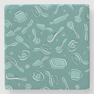 Küchen-Gerät-Muster Steinuntersetzer