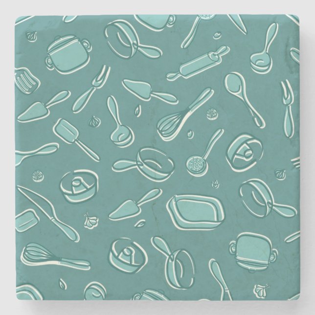 Küchen-Gerät-Muster Steinuntersetzer (Vorderseite)