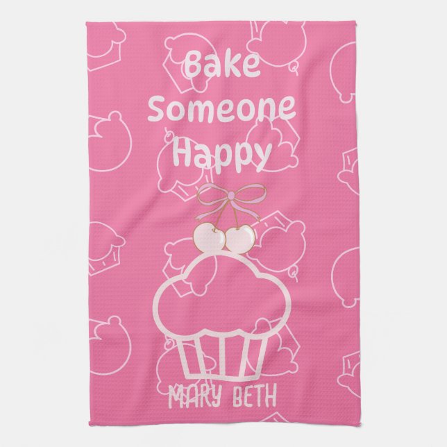 Kuchen glücklich pink Küchenhandtücher Geschirrtuch (Vertikal)